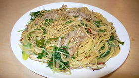 にんにくバター醤油の具だくさんパスタ☆