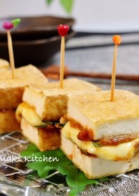 10分で☆厚揚げの肉味噌チーズサンド