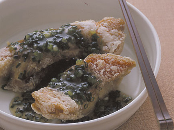 揚げきんめ鯛の青ねぎしょうがあん