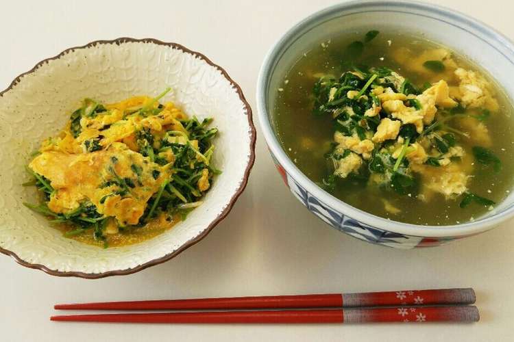 簡単 豆苗とﾆﾝﾆｸと春雨で 卵料理二品 レシピ 作り方 By とらねこトラちゃん クックパッド 簡単おいしいみんなのレシピが356万品
