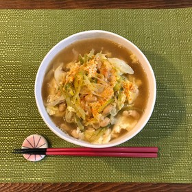納豆とふわふわ卵のあったかそうめん