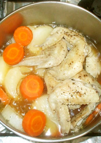大根と鶏手羽先の煮物♪簡単鶏肉スープで
