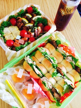 運動会 お弁当♡ちぎりパンサンドイッチ♪