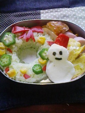 クリスマス リースと仲良し雪だるま弁当★