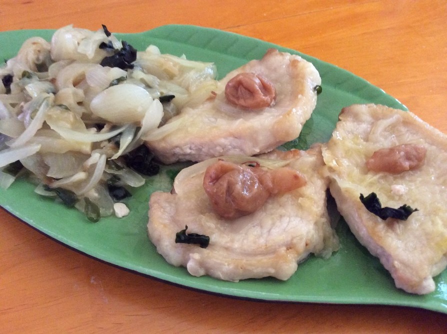 豚肉と玉葱ワカメの梅酢煮の画像