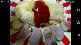 さつまいもの肉巻きとオムライス