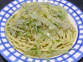 白菜とちりめんじゃこのパスタ