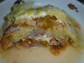 白菜と豚キムチーズの重ね煮