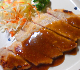 豚ステーキ♪ニンニクオイスターソース!