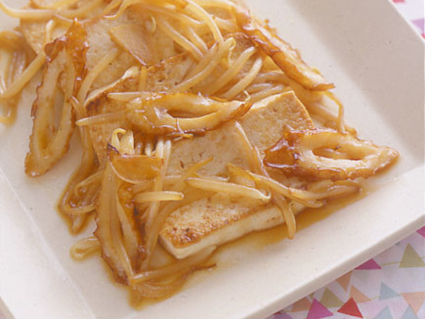 豆腐とちくわのにんにくじょうゆソテー