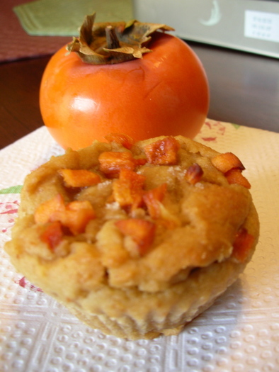 ビーガンで和のモチケーキ＊柿入りの写真