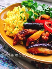 茄子入りチキンジャルフレジ(カレー炒め)の写真