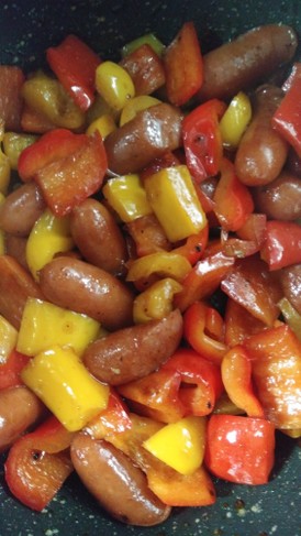ウィンナーとパプリカの中華風炒め