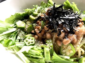 納豆とチアシードの冷製パスタ☆vegan
