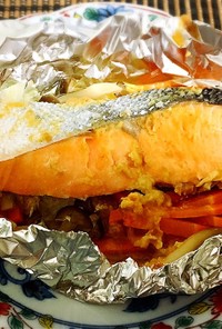秋鮭(白身魚)の梅味噌ホイル焼き