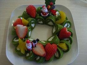 クリスマスリース☆ロールケーキ