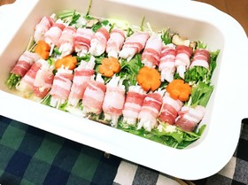 〆まで美味しい♡豚バラ大根ロール鍋