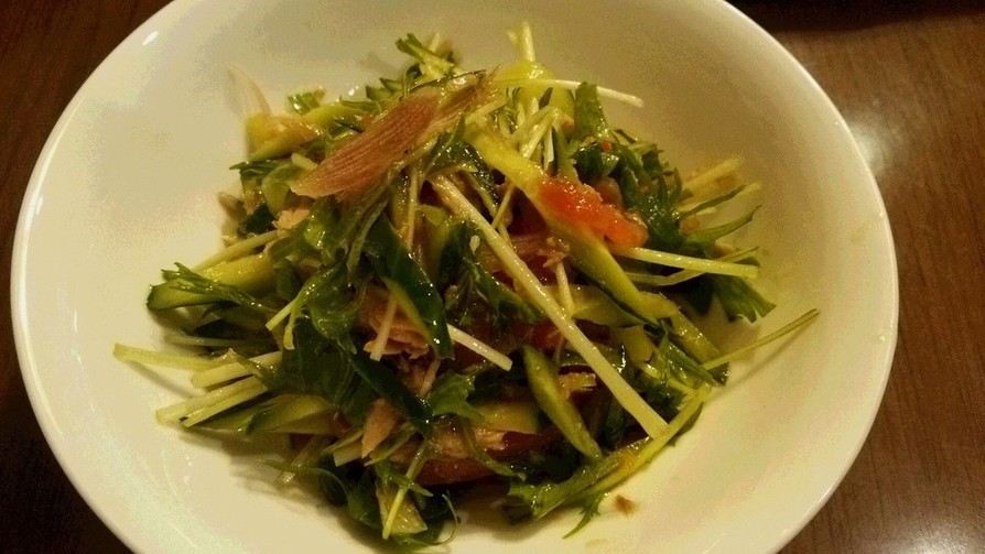 水菜ときゅうりとツナのサラダの画像