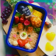 めんつゆご飯で♡ハートを持ったリスさんの写真
