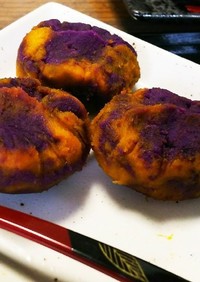 簡単和菓子 かぼちゃと紫芋の茶巾