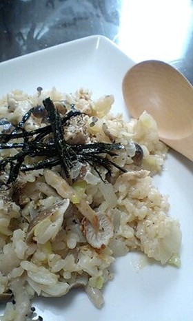 乾燥?キノコで豆乳リゾット