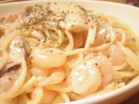 ☆小エビときのこ☆のクリームパスタ!