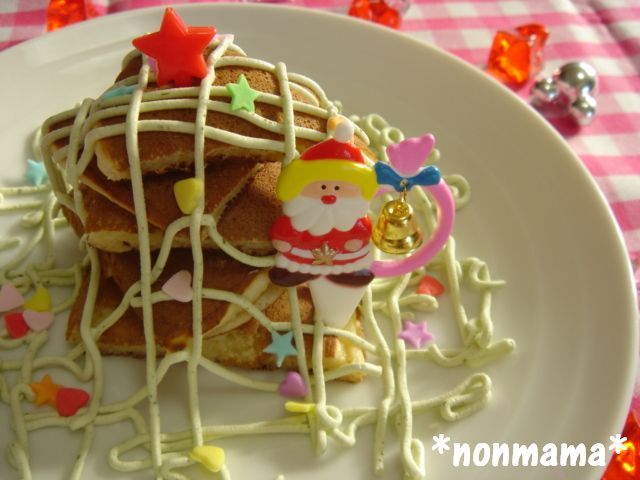ホットケーキで子供も喜ぶ簡単ツリー☆の画像