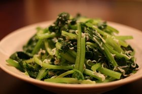 小松菜とじゃこのごま油炒め