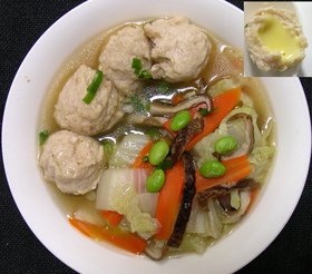 ふわっとろっ★鶏つくねの中華スープ