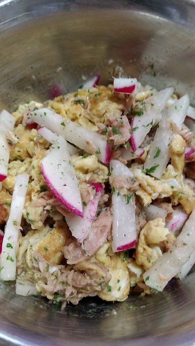 簡単レシピ～ラディッシュと炒り卵のサラダの写真