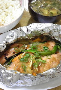 鮭の辛子味噌マヨホイル焼き