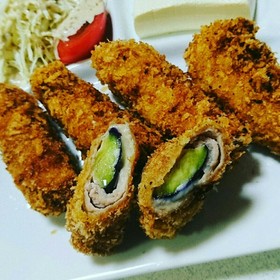 ナスとチーズの肉巻きフライ☆