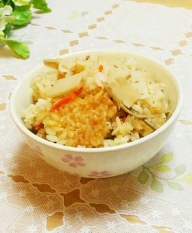 松茸のお吸い物で✴筍炊き込みご飯✴