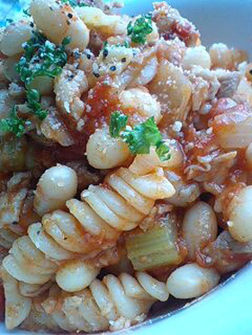ポークビーンズのショートパスタ