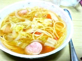 野菜スープパスタ