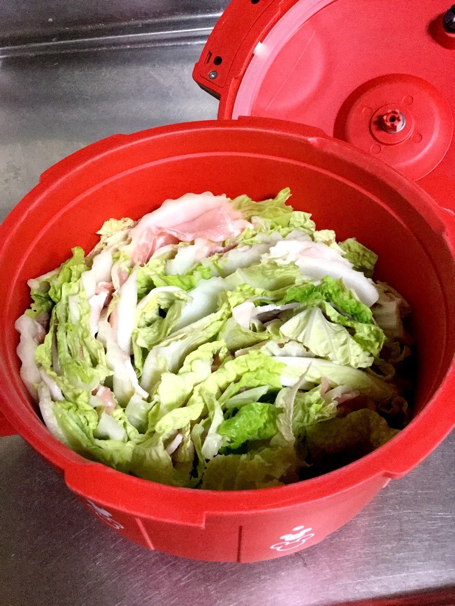 レンジ圧力鍋ズボラ簡単白菜ミルフィーユ鍋の画像
