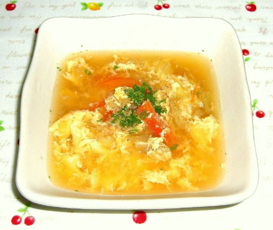 ほっこり♪白菜のふわふわ卵スープの画像