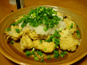 ◎ごぼうの簡単鶏だんご♪おろしポン酢がけ