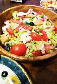 タコと枝豆とセロリ重視のサラダ