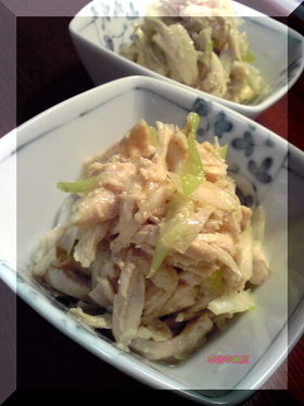 レンジ蒸し鶏のタイ風(?)ねぎ和え