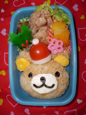 クマちゃんのクリスマス弁当(キャラ弁)