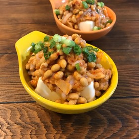 あと一品、おつまみに♡いか納豆キムチ冷奴