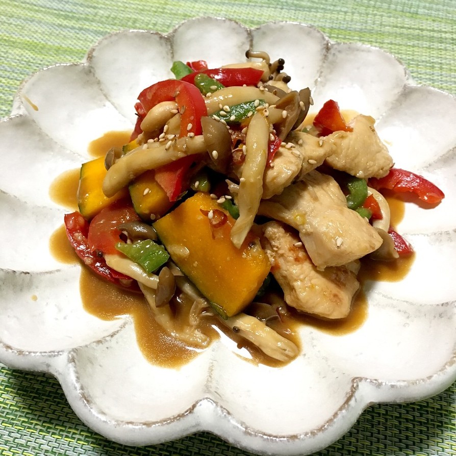 鶏胸肉と野菜のマヨしょうゆ炒め煮の画像
