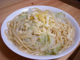 和風?あり物冬野菜とゆずのスープパスタ