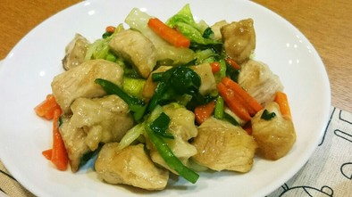 トンカツ肉で中華野菜炒めの写真