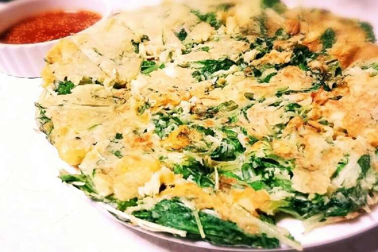 お好み焼き粉で 水菜とチーズのチヂミ レシピ 作り方 By おさてんぐ クックパッド