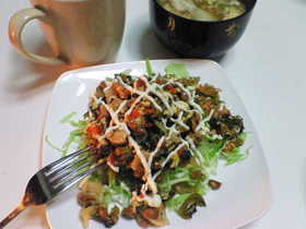 豚と高菜漬のピリ辛納豆丼♪