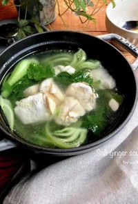 鶏むね肉と青梗菜の旨塩生姜スープ