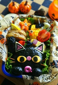 キャラ弁♡黒猫ちゃんのハロウィン弁当