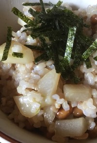 納豆とハヤトウリのご飯